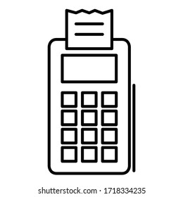 Credit card reader terminal icon in modern outline style design. Vector illustration isolated on white background.