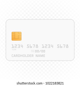 Credit card realistic mockup. Blank chip card template isolated on transparent background. Vector illustration. EPS 10.