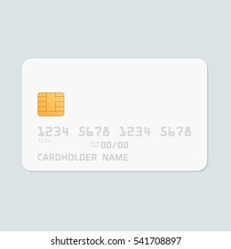 Credit Card realistic mockup. Clear plastic card template on grey background. Business and finance concept. 