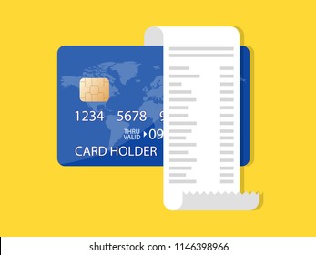 Credit Card And Receipt Icon Vector Illustration