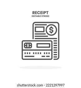 Credit Card Receipt line icon. Vector illustration on white background. Editable Stroke and pixel perfect. You can use for web, app and more.