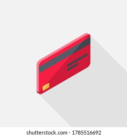 Credit card Red, 3/4 right view isometric icon vector. Flat style vector illustration.