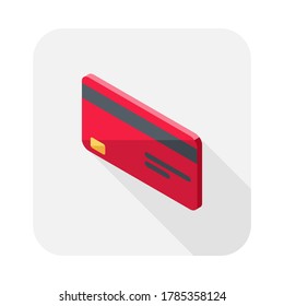 Credit card Red left view icon vector isometric. Flat style vector illustration.