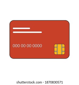 Credit card, red. vector illustration