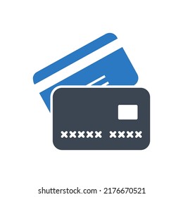 Credit card related vector glyph icon. Credit card sign. Isolated on white background. Editable vector illustration