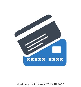 Credit card related vector glyph icon. Credit card sign. Isolated on white background. Editable vector illustration