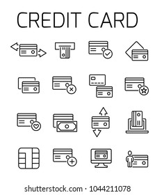 Credit card related vector icon set. Well-crafted sign in thin line style with editable stroke. Vector symbols isolated on a white background. Simple pictograms.