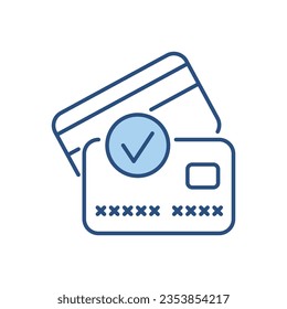 Credit card related vector icon. Credit cards with check mark sign. Isolated on white background. Editable vector illustration