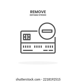 Credit Card Remove line icon. Vector illustration on white background. Editable Stroke and pixel perfect. You can use for web, app and more.