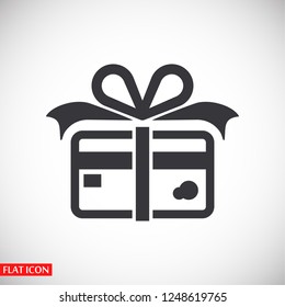 Credit card with ribbon as a gift icon. Vector  Eps 10 