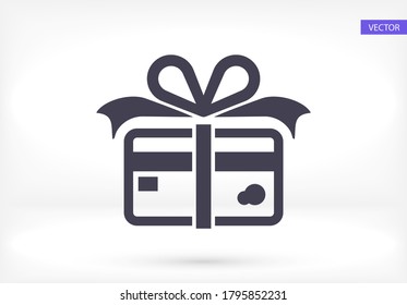 Credit card with ribbon as a gift icon. Vector  Eps 10 . Lorem Ipsum Flat Design 