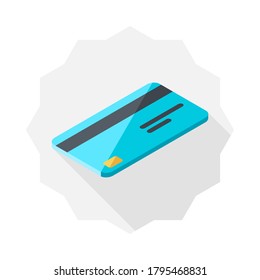 Credit card right view icon vector isometric. Flat style vector illustration.