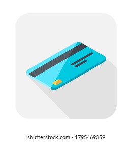 Credit card right view icon vector isometric. Flat style vector illustration.