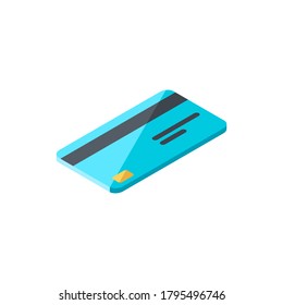 Credit card right view - White Background icon vector isometric. Flat style vector illustration.