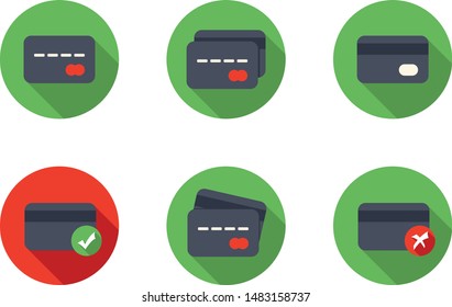 Credit card round icons in flat style