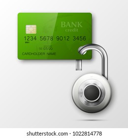 Credit card safe combination lock. Protection credit card. Safety badge banking. Defense finans. Security Plastic card software. Debit card electromagnetic chip Privacy Electronic money funds transfer