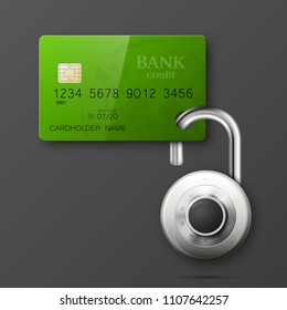 Credit card safe combination lock. Protection credit card. Safety badge banking. Defense finans. Security Plastic card software. Debit card electromagnetic chip Privacy Electronic money funds transfer