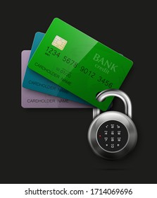 Tarjeta de crédito y seguro bloqueo combinado. Fines bancarios de protección. Software de tarjeta de débito Plástico de seguridad. Transferencia electrónica de fondos