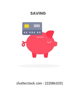Credit Card Saving flat icon. Vector illustration on white background. Can used for web, app, digital product, presentation, UI and many more.