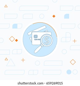 Credit Card Scanning flat icon. Money inspection vector illustration
