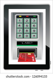 Credit card scanning terminal coming from tablet PC screen / Internet credit card