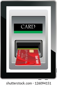 Credit card scanning terminal coming from tablet PC screen / Internet credit card