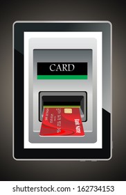 Credit card scanning terminal coming from tablet PC screen / Internet credit card