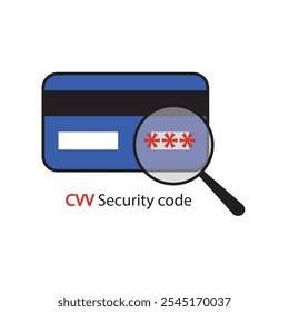 Credit card secure CVV code. Financial label. Vector stock illustration.