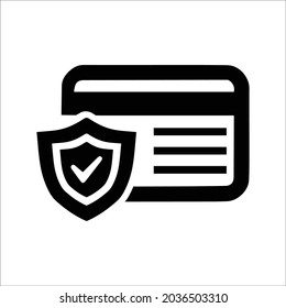 Credit card, secure payment icon. Black vector graphics.