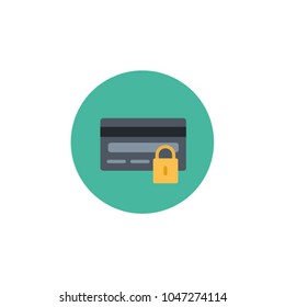 Credit card, secure, round vector flat icons