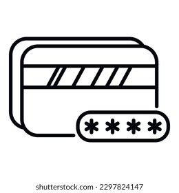 Credit card secured icon outline vector. Code lock. Secure key