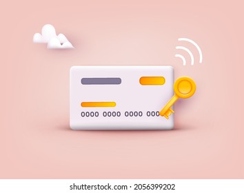 Credit card security concept. 3D Web Vector Illustrations.