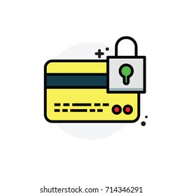 Credit card security concept Isolated Line Vector Illustration editable Icon