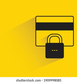 sombra de caída de seguridad de tarjeta de crédito en fondo amarillo