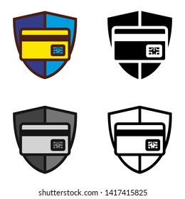 Credit Card Security Icon in Different Color and Style