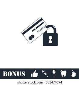 Credit Card Security icon flat. Vector illustration symbol and bonus pictogram