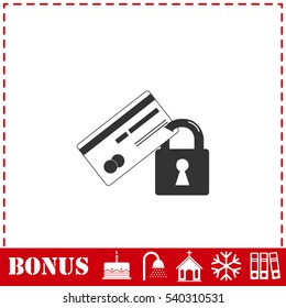 Credit Card Security icon flat. Simple vector symbol and bonus icon