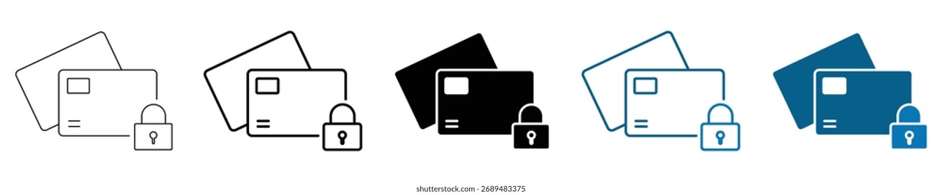 Icono de seguridad de la tarjeta de crédito aislado, símbolo de protección de pago, signo de seguridad bancaria, iconos de bloqueo financiero o Ilustración vectorial de símbolos de transacciones seguras
