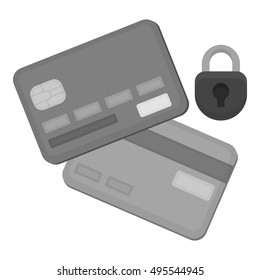 Credit Card Security icon in monochrome style isolated on white background. E-commerce symbol stock vector illustration.