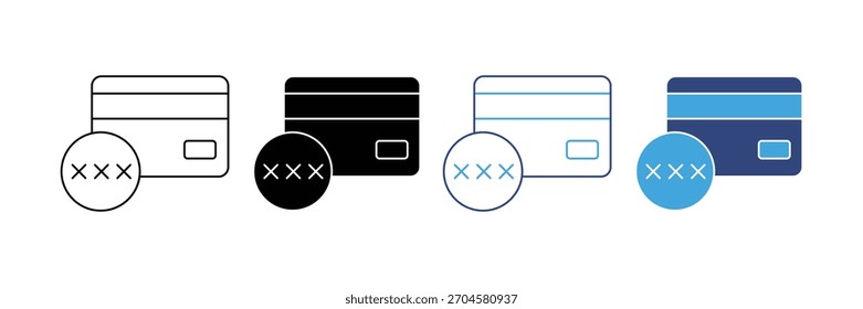Conjunto de iconos de seguridad de tarjeta de crédito. Conjunto de iconos de código CVC. Ilustración vectorial