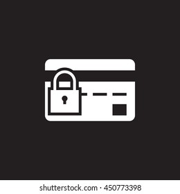 Credit Card Security icon vector, safe payment concept solid logo, pictogram isolated on black, pixel perfect illustration