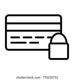 Credit Card Security with Lock Pixel Perfect Vector Thin Line Icon 48x48 Ready for 24x24 Grid for Web Graphics and Apps. Simple Minimal Pictogram