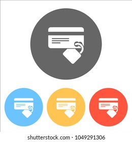 credit card security. simple silhouette. Set of white icons on c