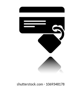 credit card security. simple silhouette. Black icon with mirror reflection on white background