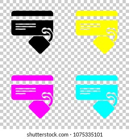 credit card security. simple silhouette. Colored set of cmyk ico