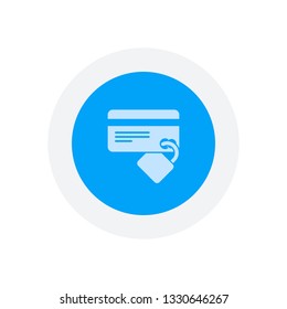 credit card security. simple silhouette. Icon in colored circle with gray bold border. Web button, modern flat design