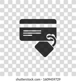 credit card security. simple silhouette. Black symbol on transparency grid