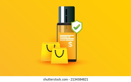 Credit card security website interface security icon on yellow backround. Money protection online shopping sign or symbol design for banking applications and website concept 3d vector illustration 