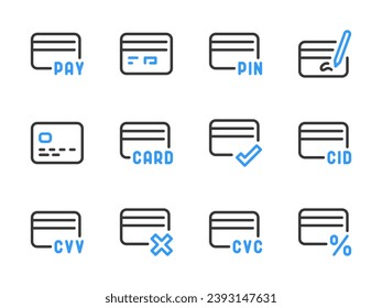 Credit card and Card services vector line icons. Finance and Payment outline icon set.