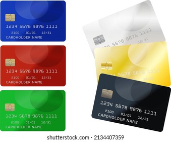 Credit card, set of colors by rank